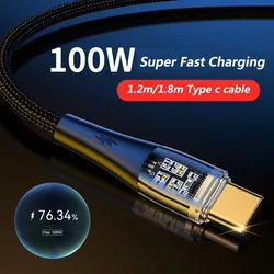 100W Type C Cable Super Fast Charger Cord Quick Charge USB C Cables Phone Charger For Samsung Xiaomi Huawei Oneplus OPPO