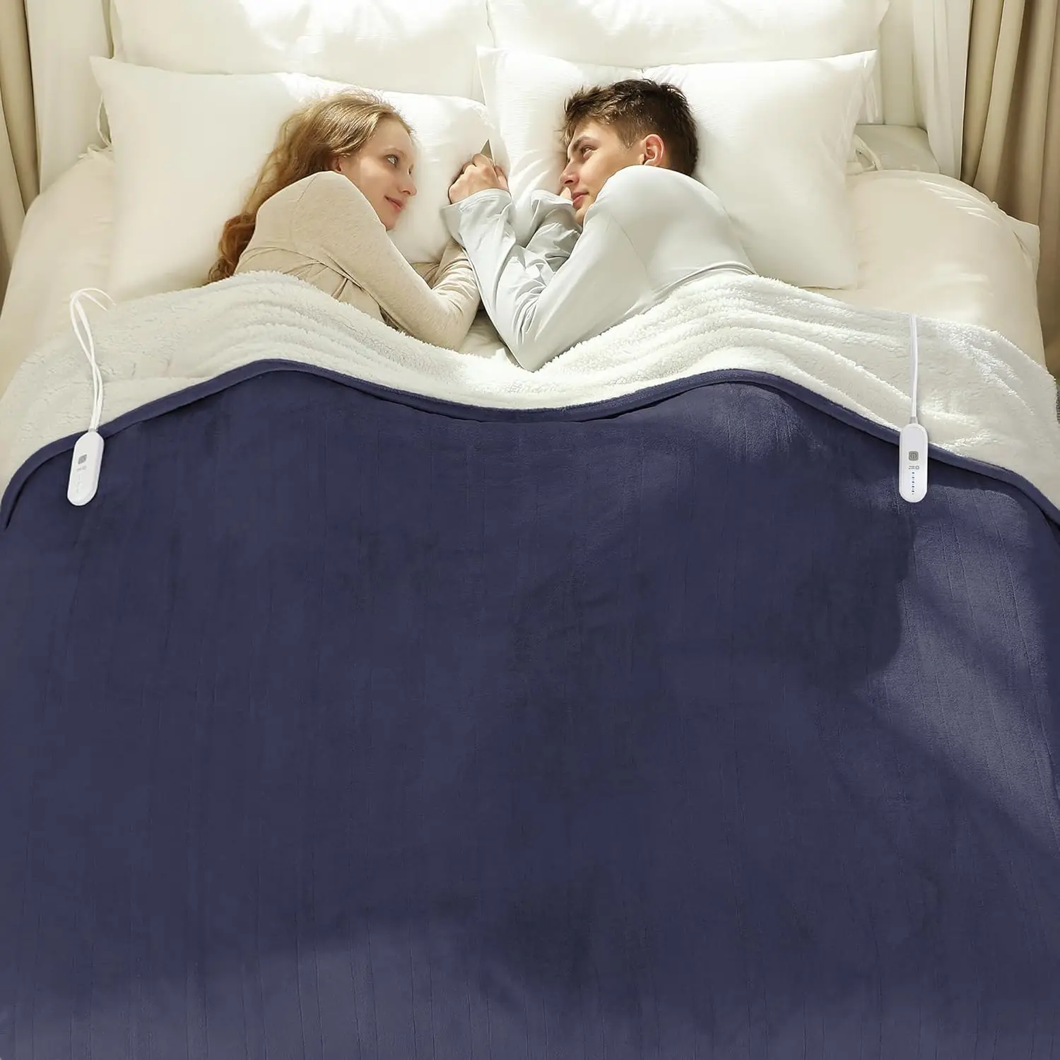 

Queen Size Electric Heated Blanket, Dual Control with 5 Heat Levels & Auto Off, Overheat Protection in Purple