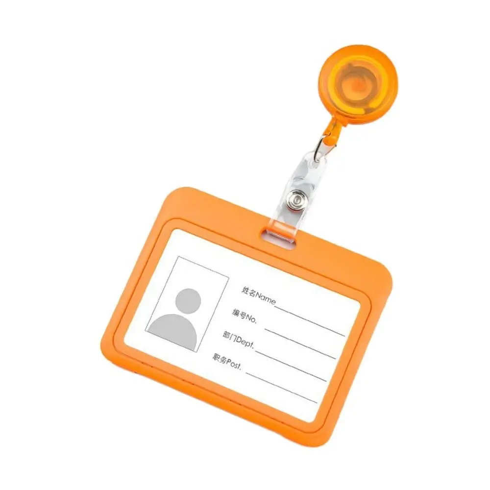 Funda de plástico retráctil para tarjetas, funda para tarjetas de identificación Multicolor con Clip, funda para tarjetas de autobús, funda sólida para tarjetas de autobús