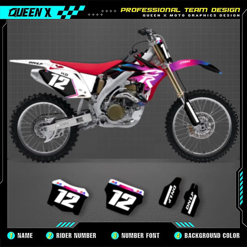 

Комплект наклеек с графикой Queen X MOTOR для Honda CRF 2005 2006 2007 2008 CRF450 008