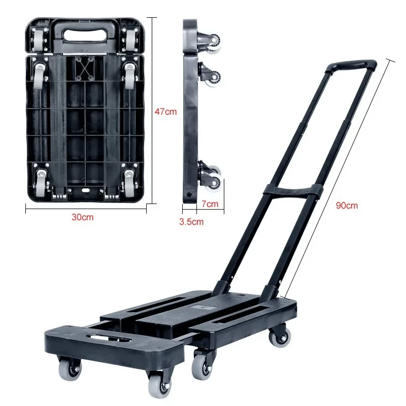 Portable small trailer, folding hand-pulled turtle cart for home handling