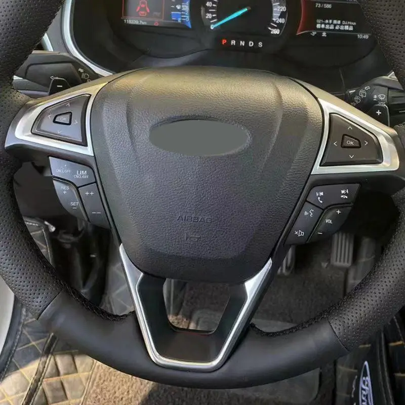 ABS 2pcs Car Interior Steering Wheel Panel Cover Trim For Ford Fusion Mondeo Edge 2013-2020 S-Max 2012-2021 Galaxy 2016-2020