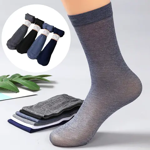 10 Pairs Men Summer Spring Ultra-thin Middle Tube Socks Solid Business Casual Socks Breathable Soft Socks Gentleman