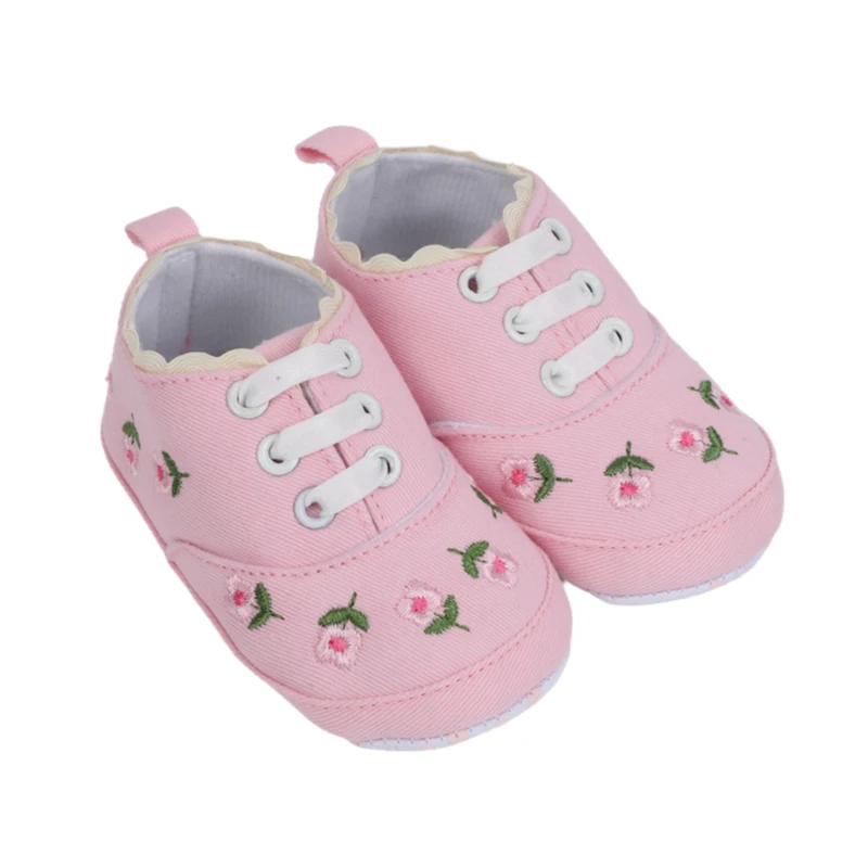 Newborn Baby Girl Casual Canvas Shoes Flower Cotton Sole Non-slip Baby Shoes Female Infant First Walkers Crib Shoes