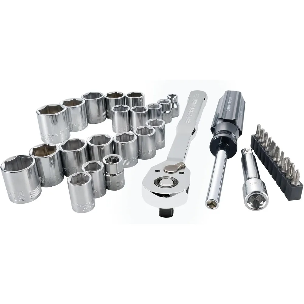 Kit de herramientas mecánicas, 33 piezas, unidad 3/8, estándares SAE y métricos