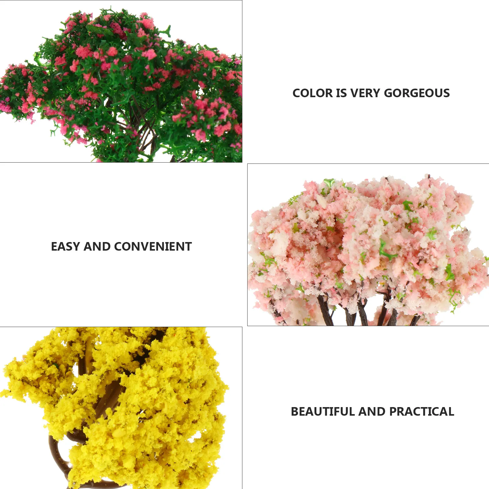 8 Stück Simulierte Sakura-Bäume in Rosa und Grün aus Kunststoff für DIY-Landschaftsdekorationen, Mikro-Sandtisch, Haus, Schreibtisch, Wohnzimmer