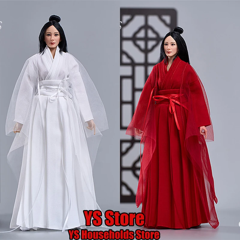 Cdtoys Cd050 1/6 Female Soldier Lace Solid Color Ancient Hanfu Dress Fair Girl White Qian Cosplay Accessory For 12