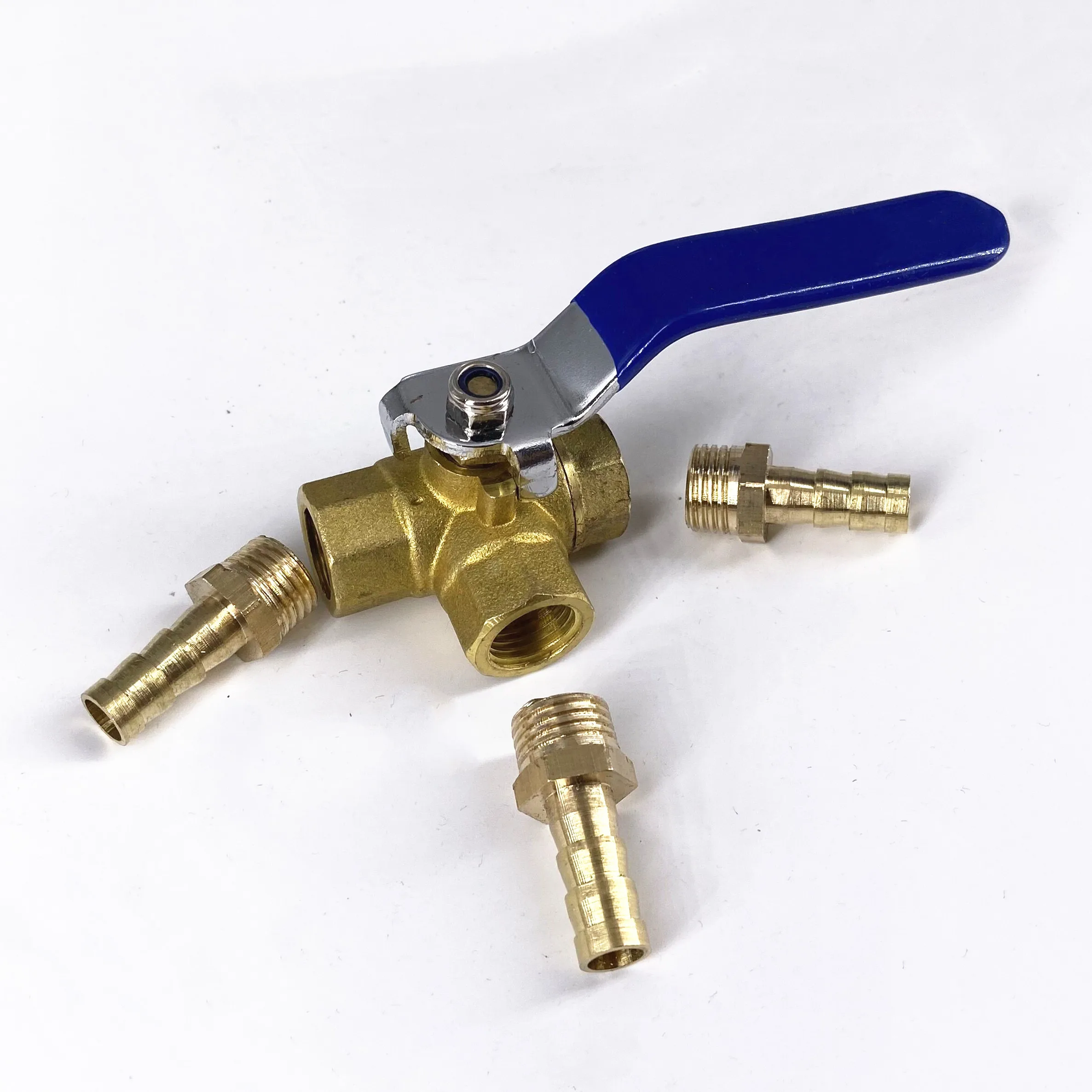 4/6/8/10/12/14/16mm Hose Barb Brass Full Port L-Port 3 Way Ball Valve Connector Adapter For Water Oil Air Gas