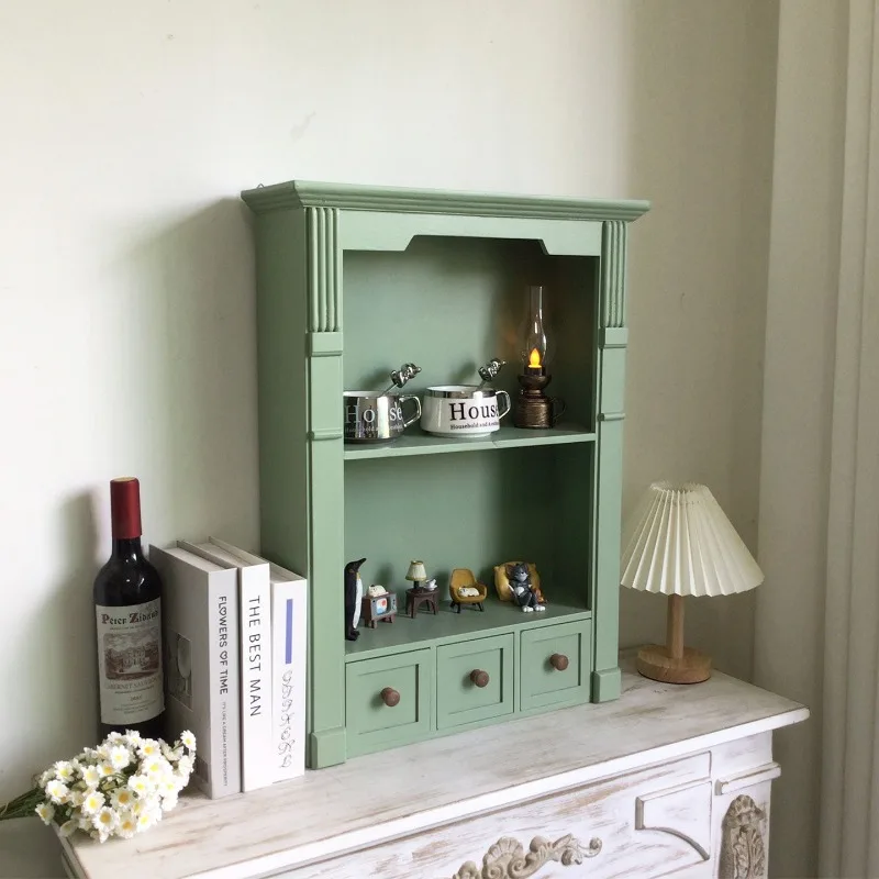 

French Vintage Wall Storage Cabinet Hanging Storage Holders for Living Room Decoration Display Shelf Desktop Decoration Cup Rack