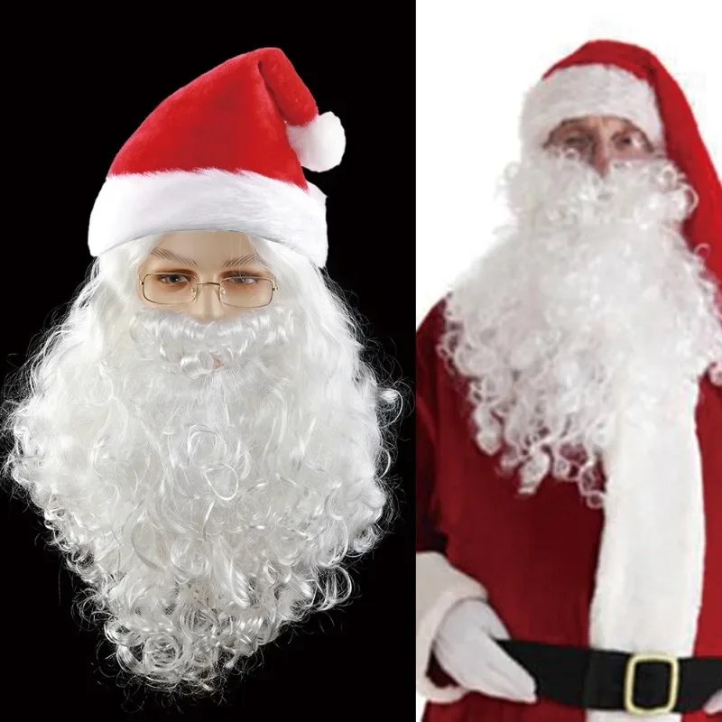 

Christmas Cosplay Wig Festival Party Dress Up Christmas Hat Hair Beard A Set Stage Performance High-temperature Silk Full Wigs