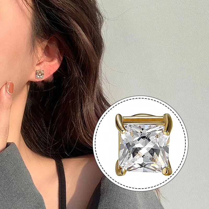 1 Pair Punk Mens Crystal Zircon Strong Magnet Magnetic Ear Stud Non Piercing korean Earrings Anti Allergic Body Jewelry Gift