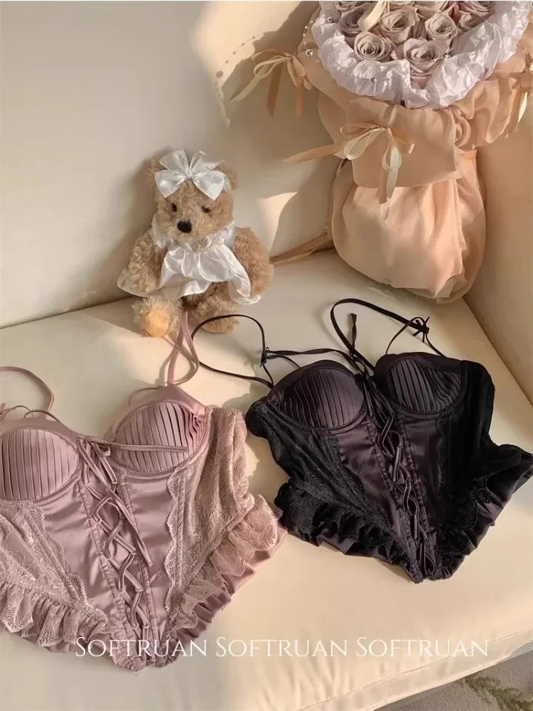 Parisian Tushy Fishbone Corset | Adjustable Waist Trainer & Contour Bra Luxury Lace Bralette Cover Elegant Breast Enhancer Slim