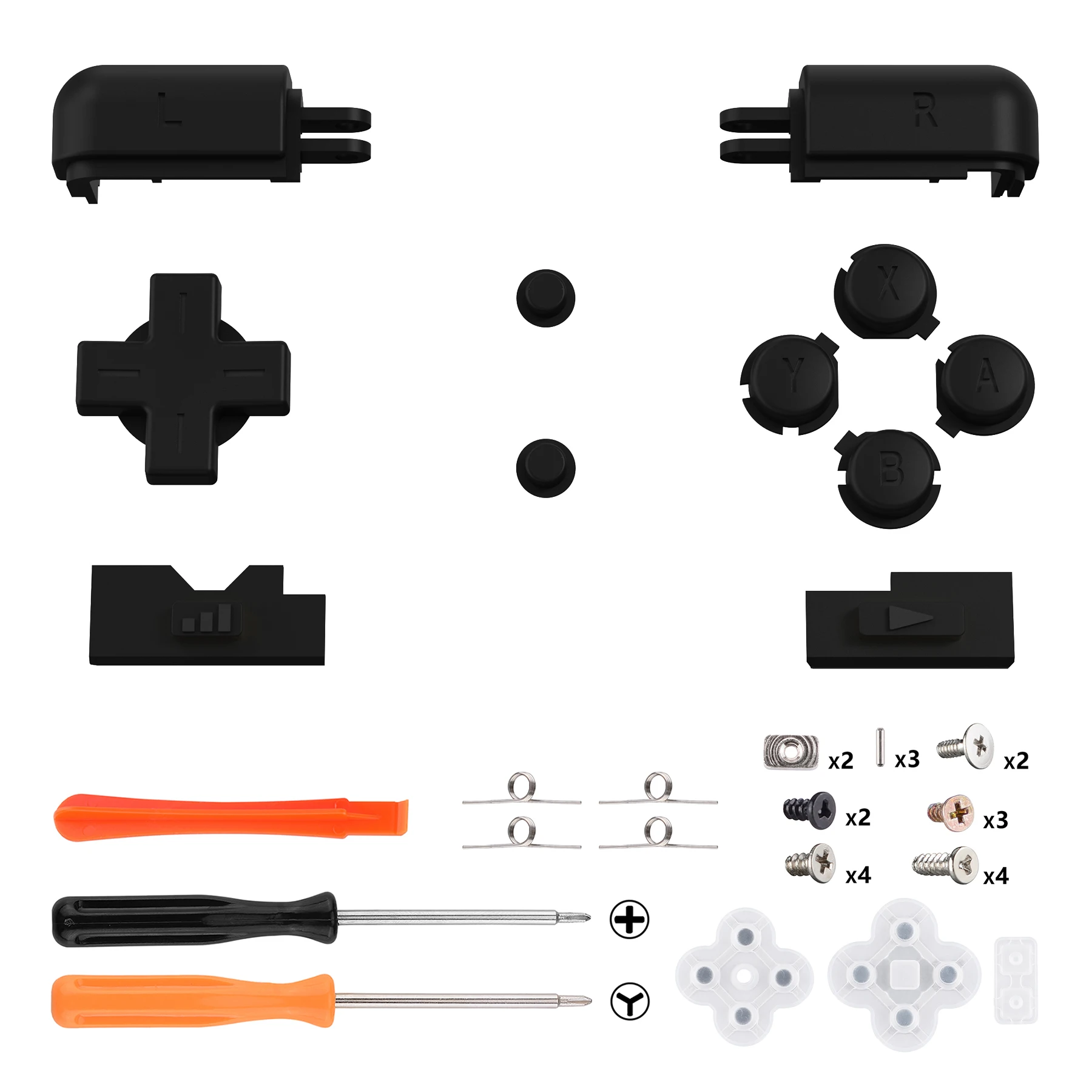 eXtremeRate Custom Replacement Full Set Buttons for Nintendo DS Lite NDSL (Without The Console) - Black