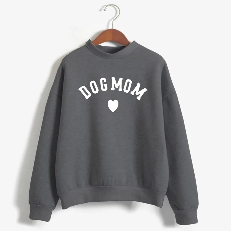 

Dog Mom Heart Print Woman Sweatshirt Sweet Korean O-neck Knitted Pullover Thick Autumn Winter Candy Color Loose Girl Clothes