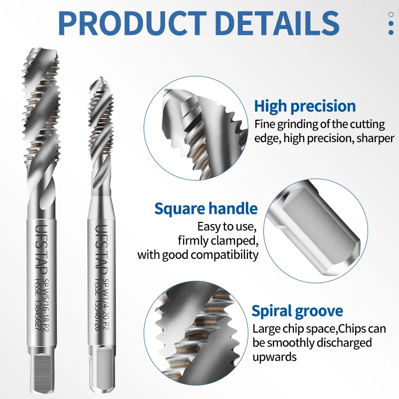 Fluteless Spiral Fluted TapMachine Taps Metric Fine Thread Extruding Titanium Nitride M35 Coating For Stainless Steel By Extrusi