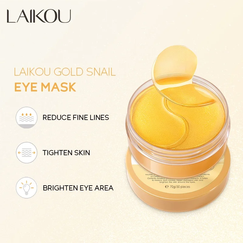 

LAIKOU Gold Snail Eye Mask Remove Wrinkle Dark Circle Eye Patch Anti-aging 50pcs