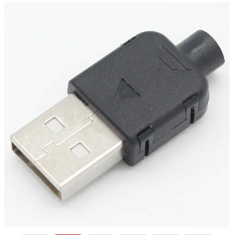 10 Sets DIY USB 2.0 Connector Plug A Type Male 4 Pin Assembly Adapter Socket Solder Type Black Plastic Shell For Data Connection