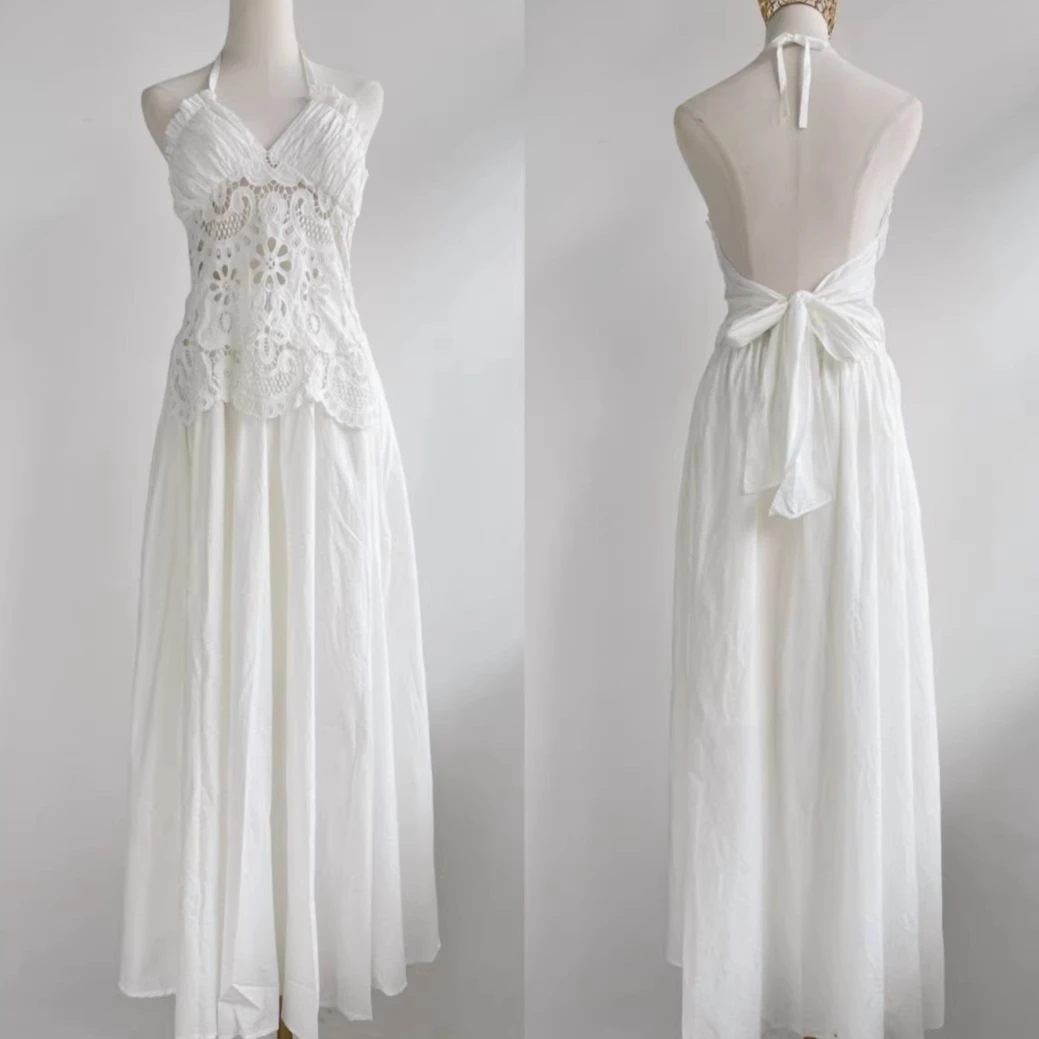 Robe Patchwork en dentelle ajourée pour femmes, dos nu, sans manches, vêtements élégants, Streetwear Chic, moulante, Chic