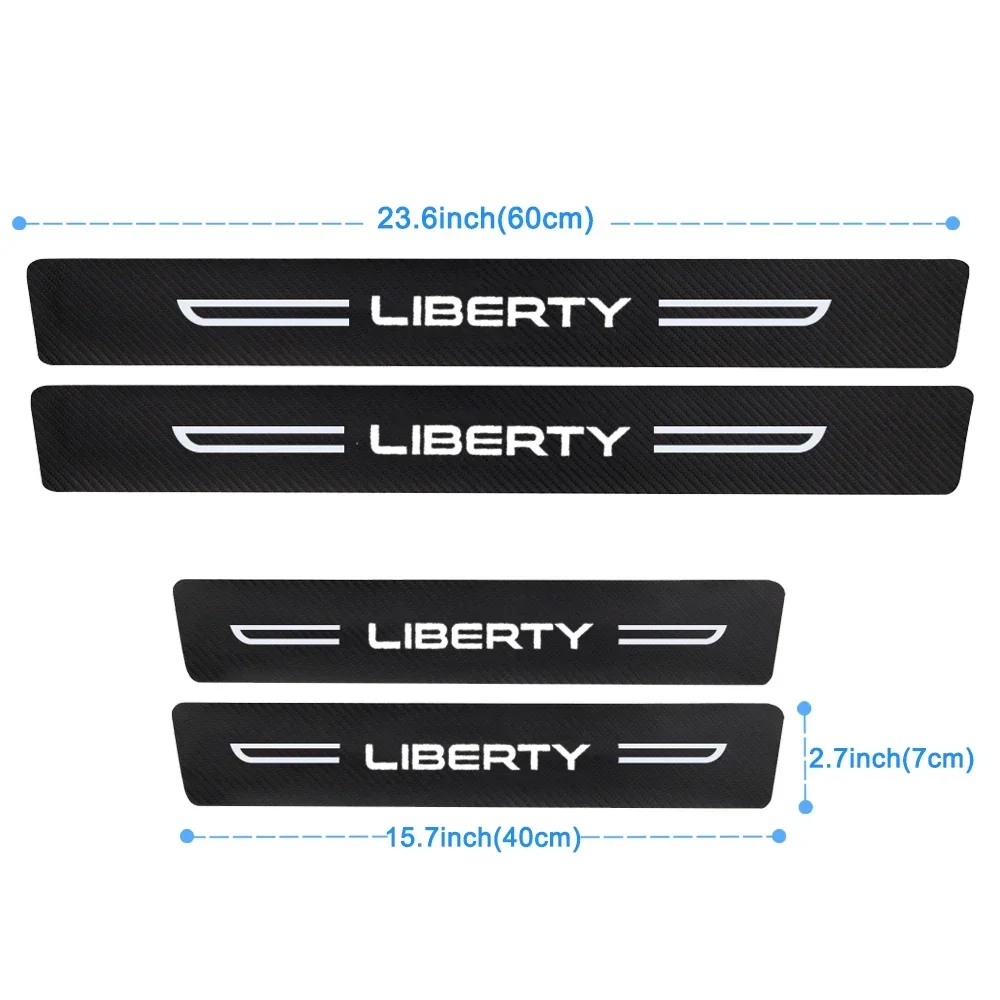 For JEEP LIBERTY Badge Carbon Fiber Car Door Sill Sticker Scuff Scratch Auto Door Threshold Strip Tape Accessories