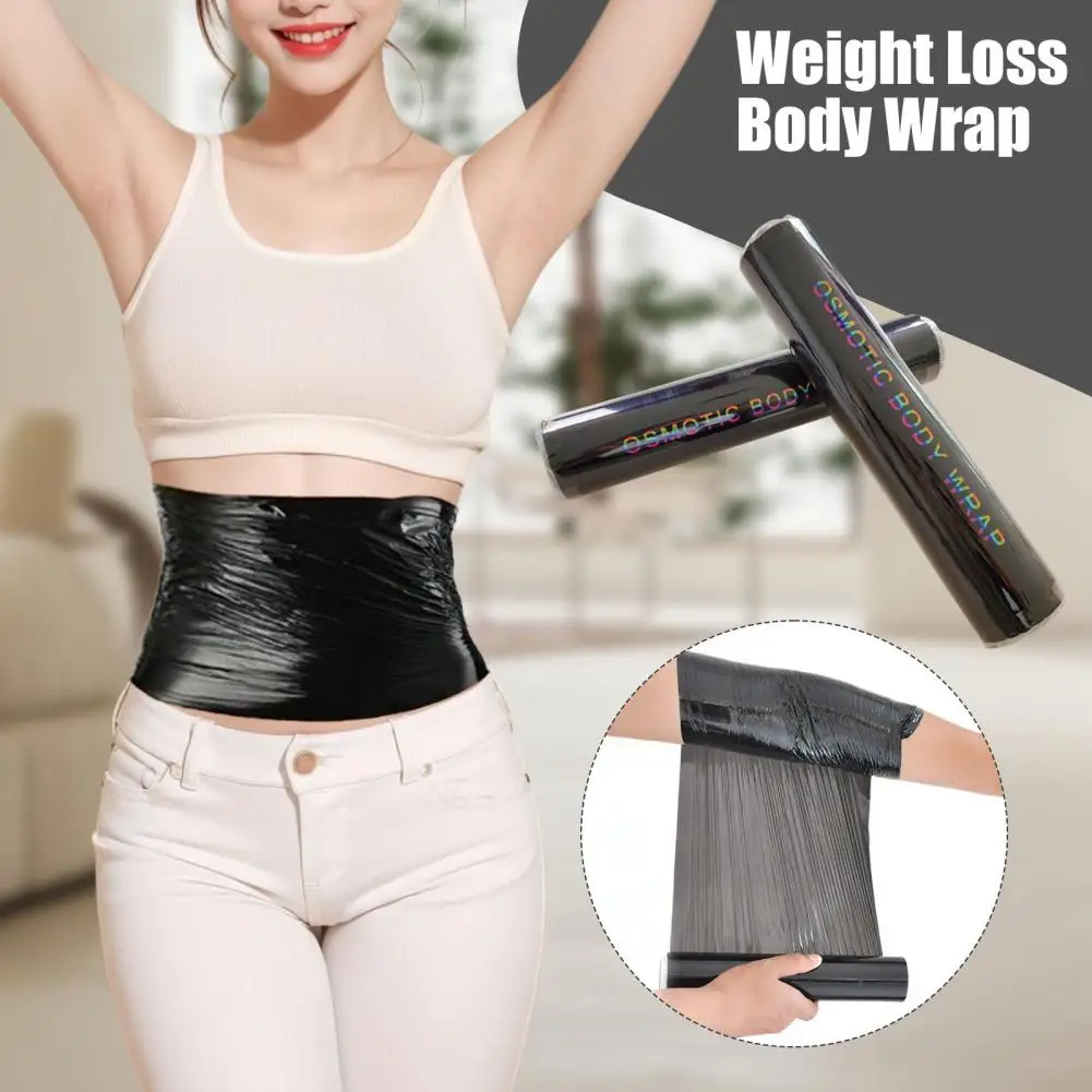 Waist-shrinking Body Wrap 60/100m Black Osmotic Body Wrap for Sauna Workout Sweat Enhancer Fat Burning Stomach Abdomen Belly