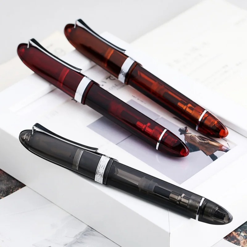 MAJOHN V60 Triangular Piston Resin Fountain Pen Writing Pen School Business Stationery Supplies Gift Limited Transparent Color