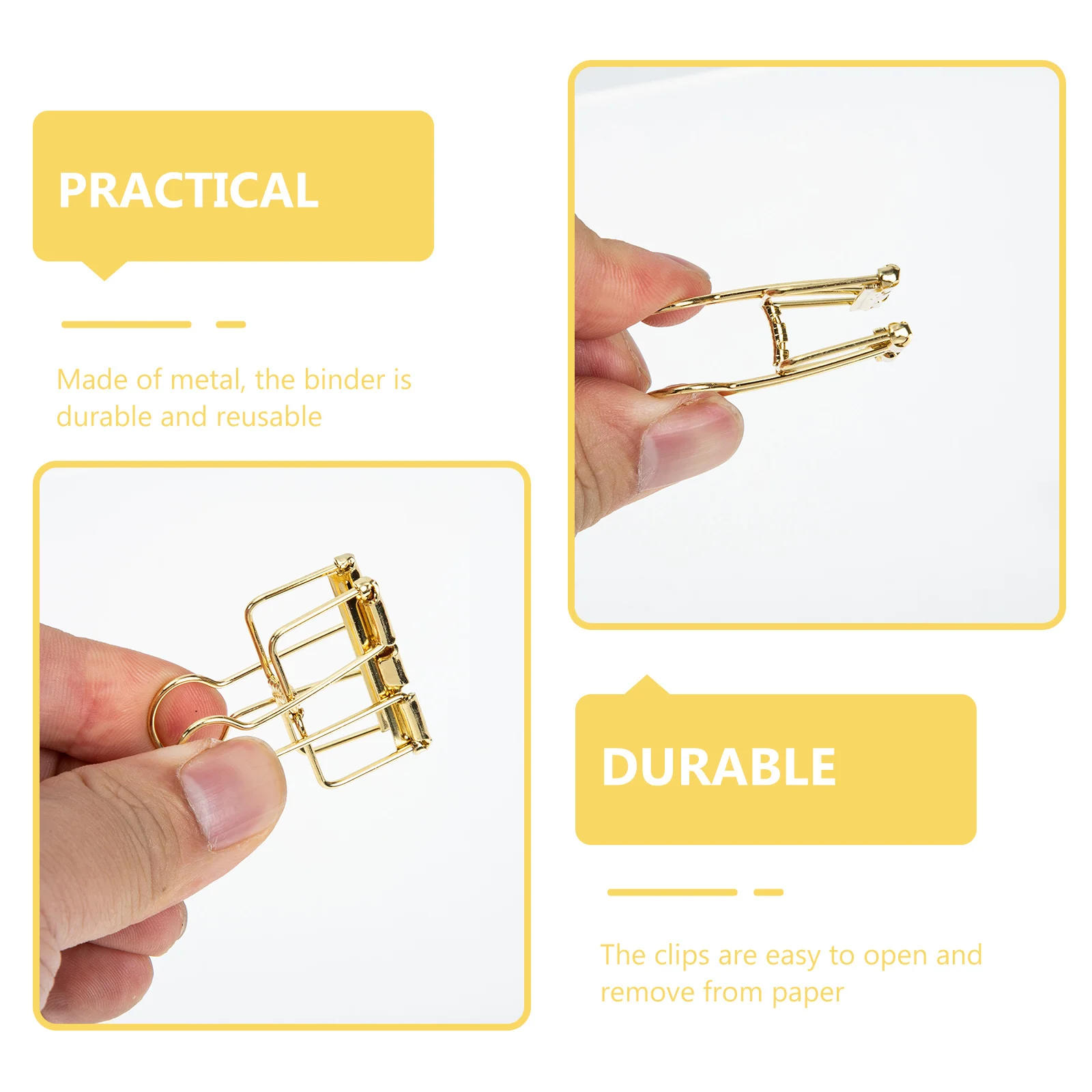 

10 Pcs Clips Paper Clamps Dovetail Binder Metal Small Gold Decorative Extra Large