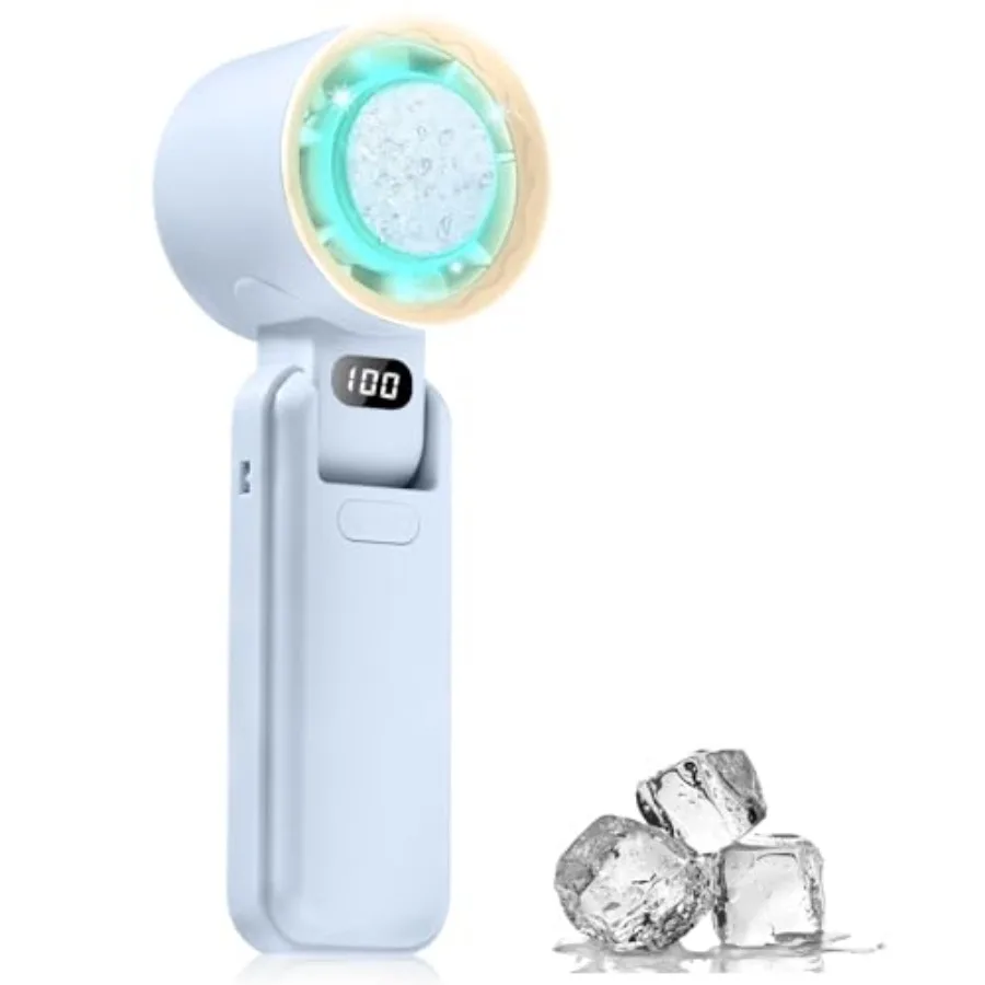

Portable Handheld Fan with Ice Cooler 13000RPM Turbo Fans, 3-in-1 Rechargeable Mini Personal Fan, 100 Adjustable Speeds, 3600mA