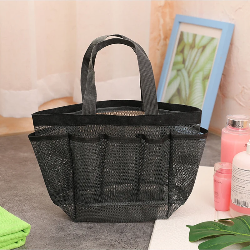 Portable Transparent Mesh Beach Bag Bath Swimming Bath Bag Mesh Storage Bag Translucent Travel Wash Bag Makeup Organizer