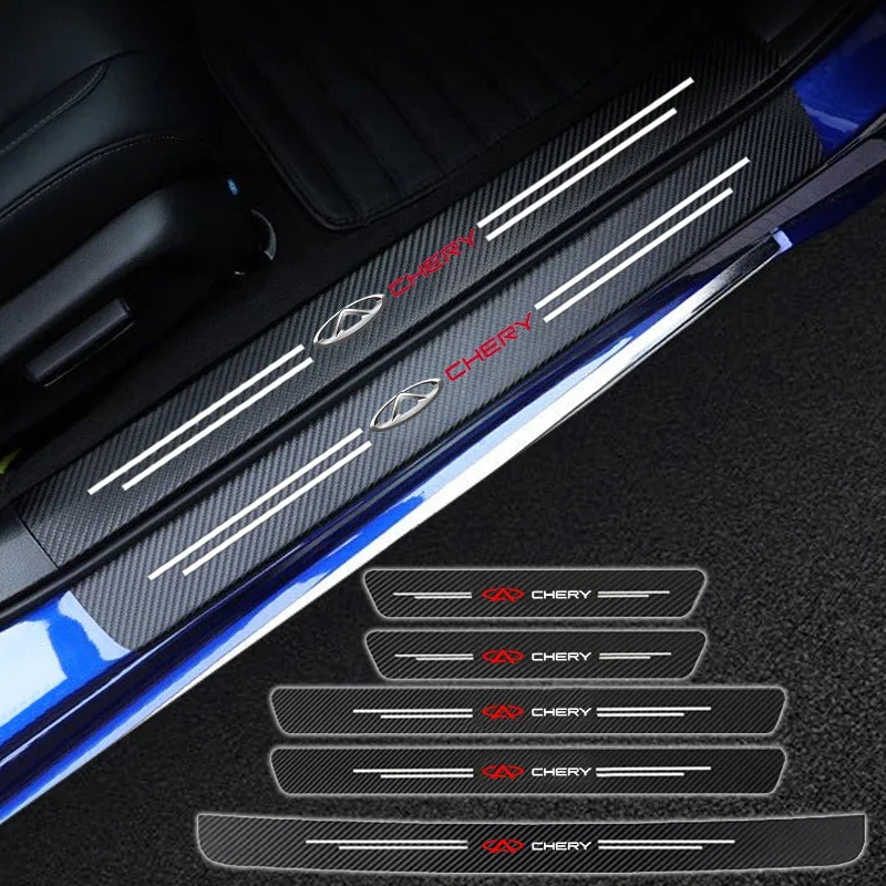 

5pcs / 9Pcs Carbon Fiber Car Door Sill Guard Sticker Decals TIGGO 2 3 4 5 Pro 8 3X A1