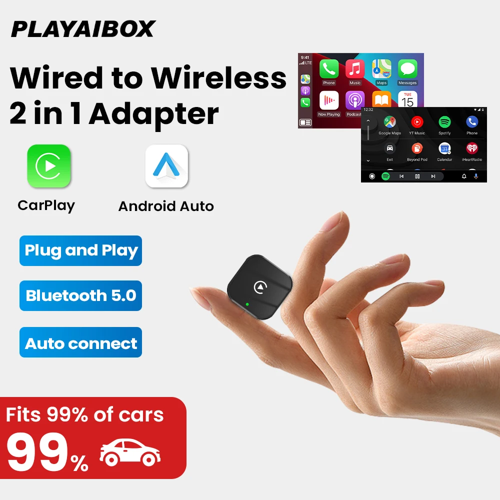 Беспроводной адаптер Carplay Android Auto Smart Dongle 2in1 2,4G и 5,8 ГГц WiFi BT Auto Connect Plug & Play для Jeep Opel MG