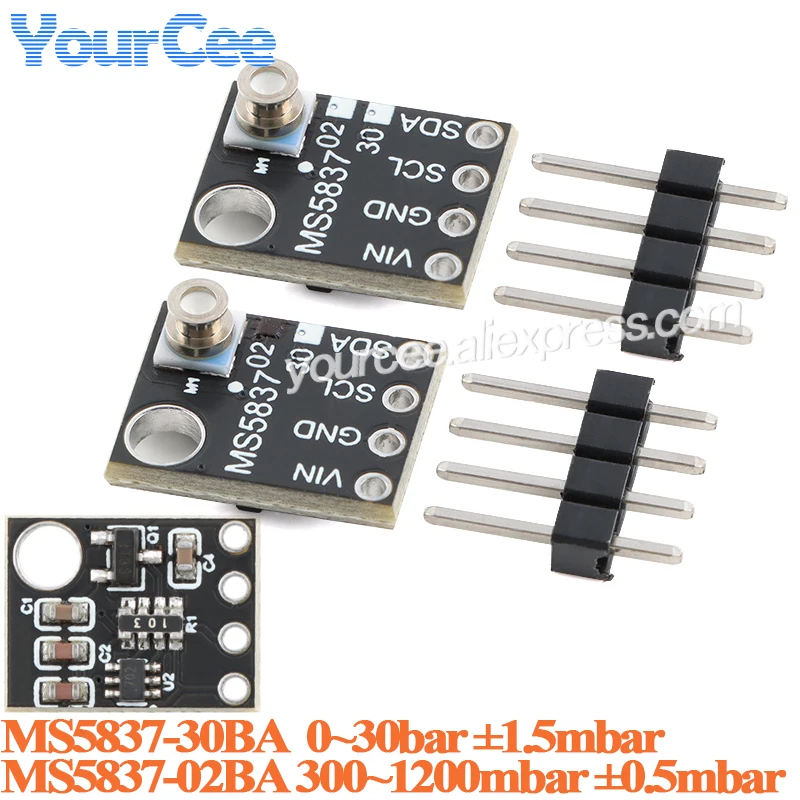 20pcs/1pc MS5837 02BA 30BA High Precision Gas Air Liquid Waterproof Pressure Sensor Module 300~1200mbar 0~30bar I2C Communicate