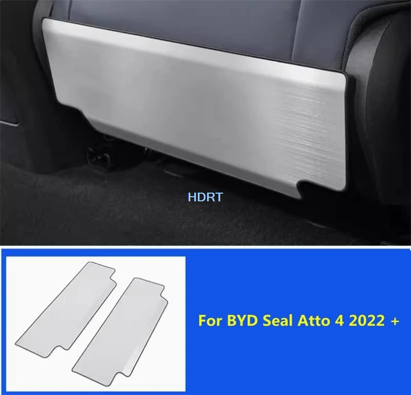 For BYD Seal Atto 4 2022 + Car Style 43.5CM Seat Back Cover Protector Anti Kick Plate With logo Protector Decoration Accessories