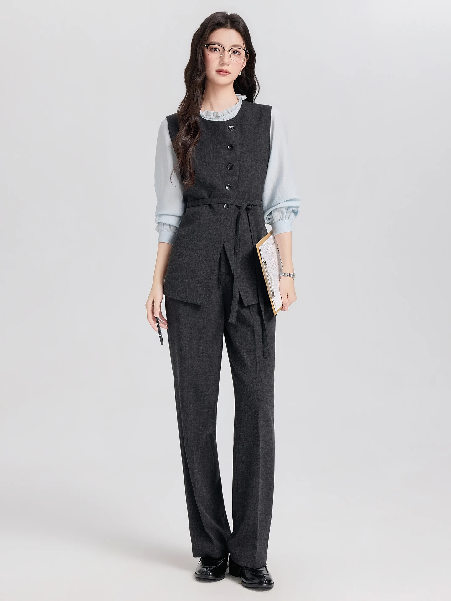 

Женский деловой жилет с эффектом омоложения, профессиональный комплект верхней одежды с утягивающим эффектом на талии, премиум-класс, весенний сезон