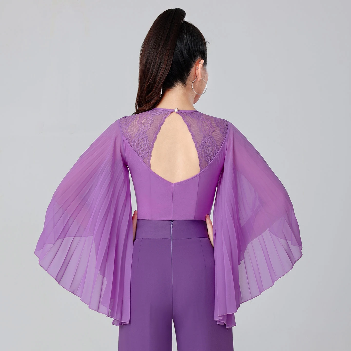 2025 Donne Abiti da ballo moderni Maglia Mezza manica Tuta di pizzo Chacha Latino Sala da ballo Costumi di performance di danza Indossare DN21200