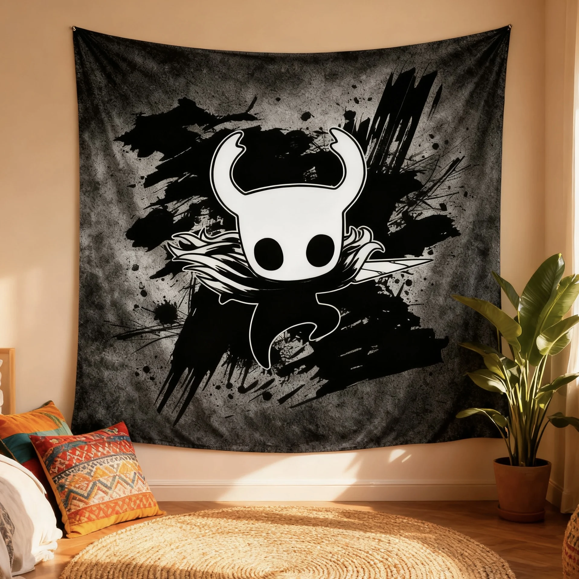 نسيج كارتون هولو نايت - بوليستر قابل للغسل بأحجام مختلفة ديكور لغرف المعيشة/غرف النوم/هدايا الأصدقاء