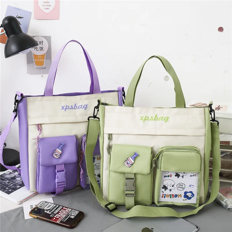 Nylon Waterproof Canvas Handbags Shoulder Bag Youth Women Large Capacity Tote Messenger Bag for Girls School Bags Satchel Bolsas