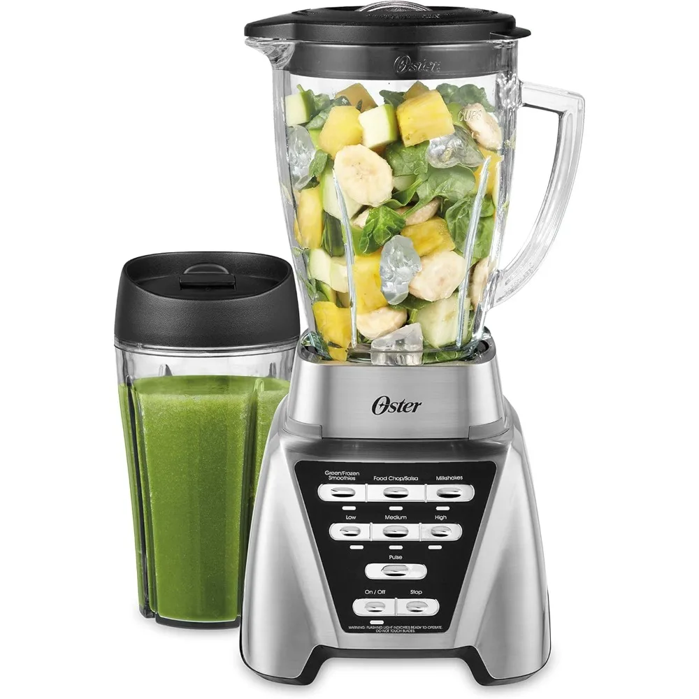 1200 with Glass Jar, 24-Ounce Smoothie Cup, Brushed Nickel, Smart Settings Technology, 7 Speeds, Dual Direction Blade.