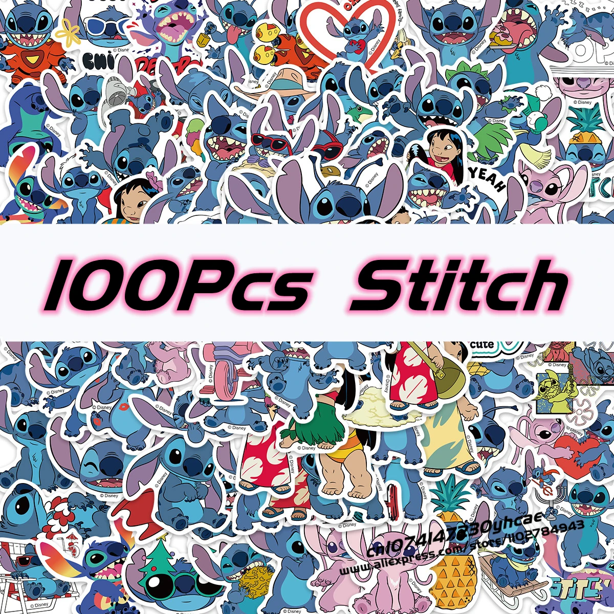 100pc Disney Stitch Stickers for Mickey Minnie Mouse Sticker Pack for Cars Bags Pegatinas Adesivo