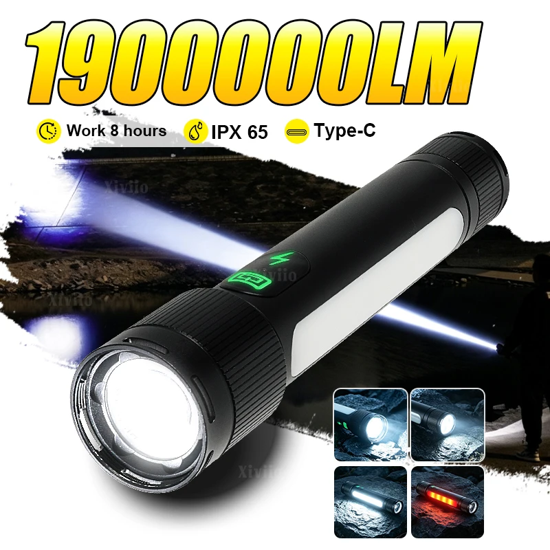 3 in 1 Strong Light Flashlight High Power Rechargeable LED Flashlights 3000M Long Range Hand Lamp For Camping Hiking Night Work