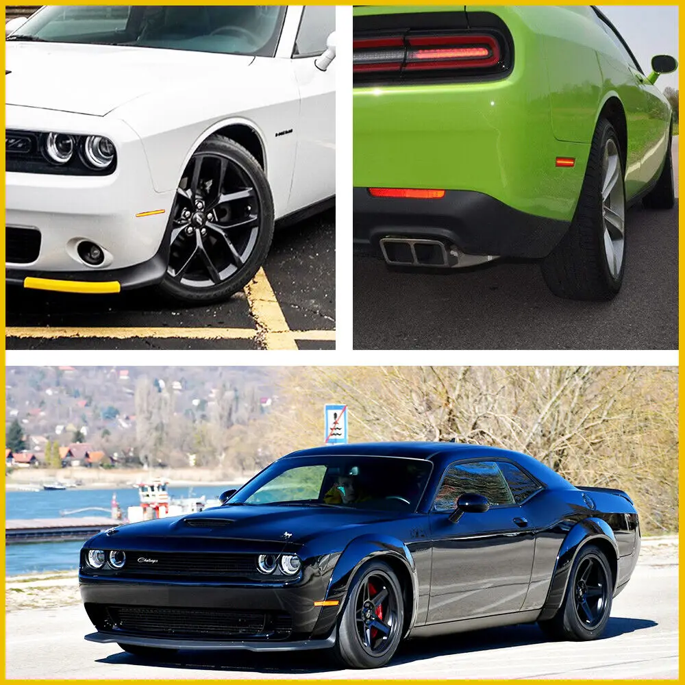 4Pcs Front Amber Rear Red Bumper LED Side Marker Light Lamp For Dodge Challenger 2015 2016 2017 2018 2019 2020 2021 2022 2023