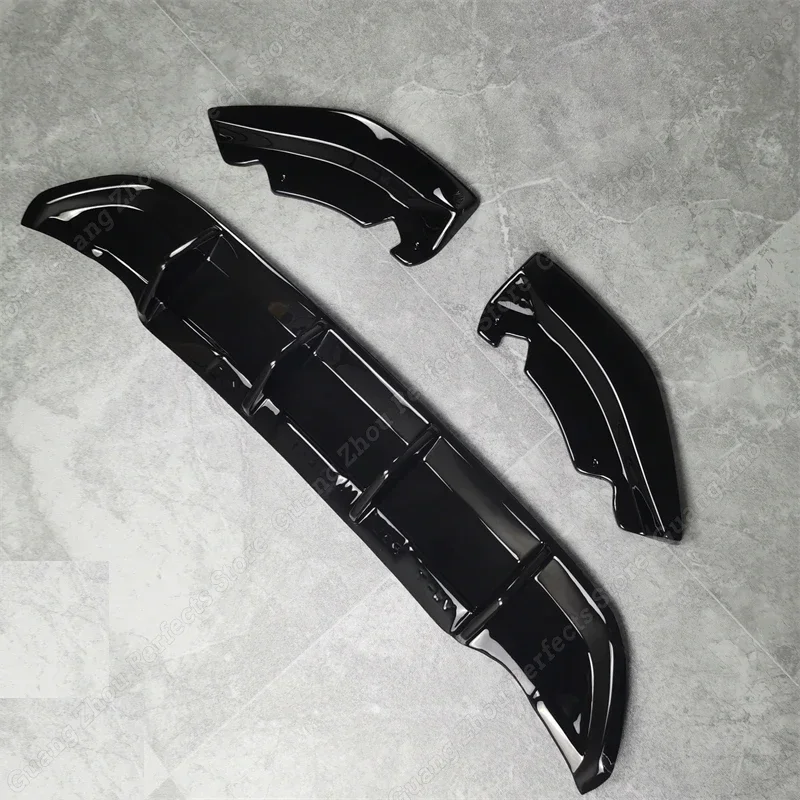 Car Rear Bumper Diffuser Lip Side Spoiler Splitter Cover For Volkswagen T-Roc Mk1 SUV 2017-2021 Gloss Black ABS Body Kit Tuning