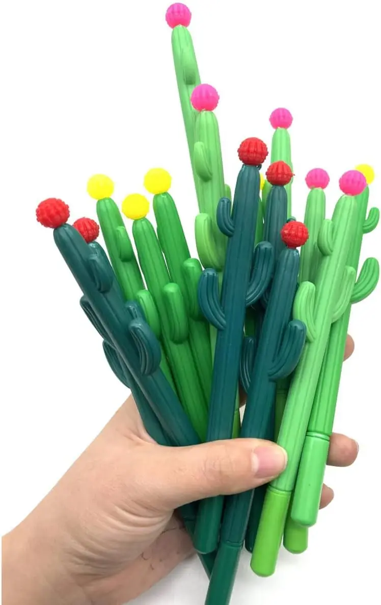 150 Pcs Cactus-shaped Gel Pens Set Ball Smooth Writing Plant Pen School Office Supplies and Party Supplies Black Ink (0.5mm)