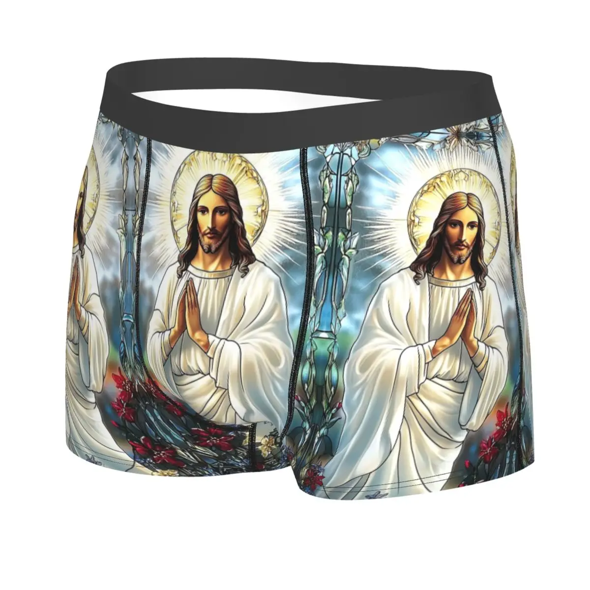 Custom Savior Jesus Christ Boxer Shorts For Homme Sexy 3D Print Religious Underwear Panties Briefs Breathable Underpants