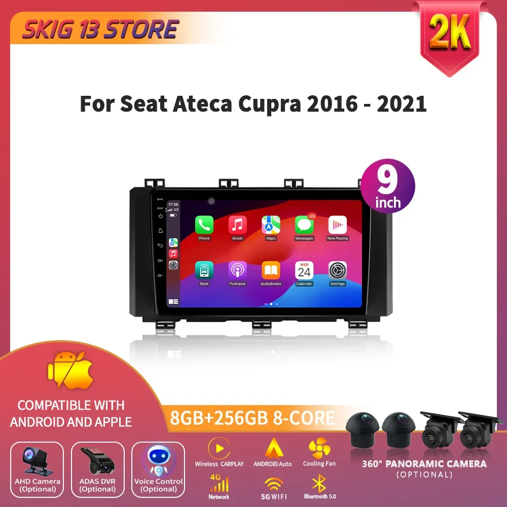 

Android 14 Wireless Carplay Car Multimedia Player For Seat Ateca Cupra 2016 - 2021 Head Unit Car Radio GPS Navigation 4G WIFI BT