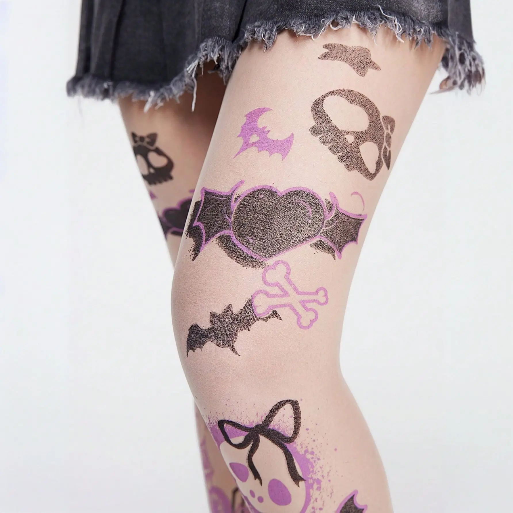 2026 Japanese Halloween skull head pantyhose one-piece women's leggings nightclub wild style fashion matching