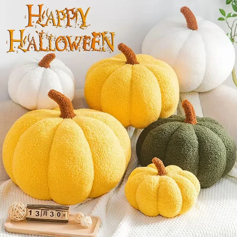 20/28/35cm Halloween Kawaii Pumpkin Plush Cushion INS Lovely Stuffed Plant Thanksgiving Soft Warm Pillow for Kid Halloween Decor