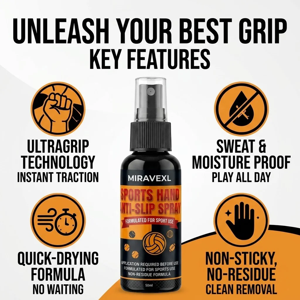 30/50ml Portable Hand Grip Spray for Football, Baseball, Golf, Racquet Sports - Anti-Sweat, Non-Sticky, Enhances Hand Control