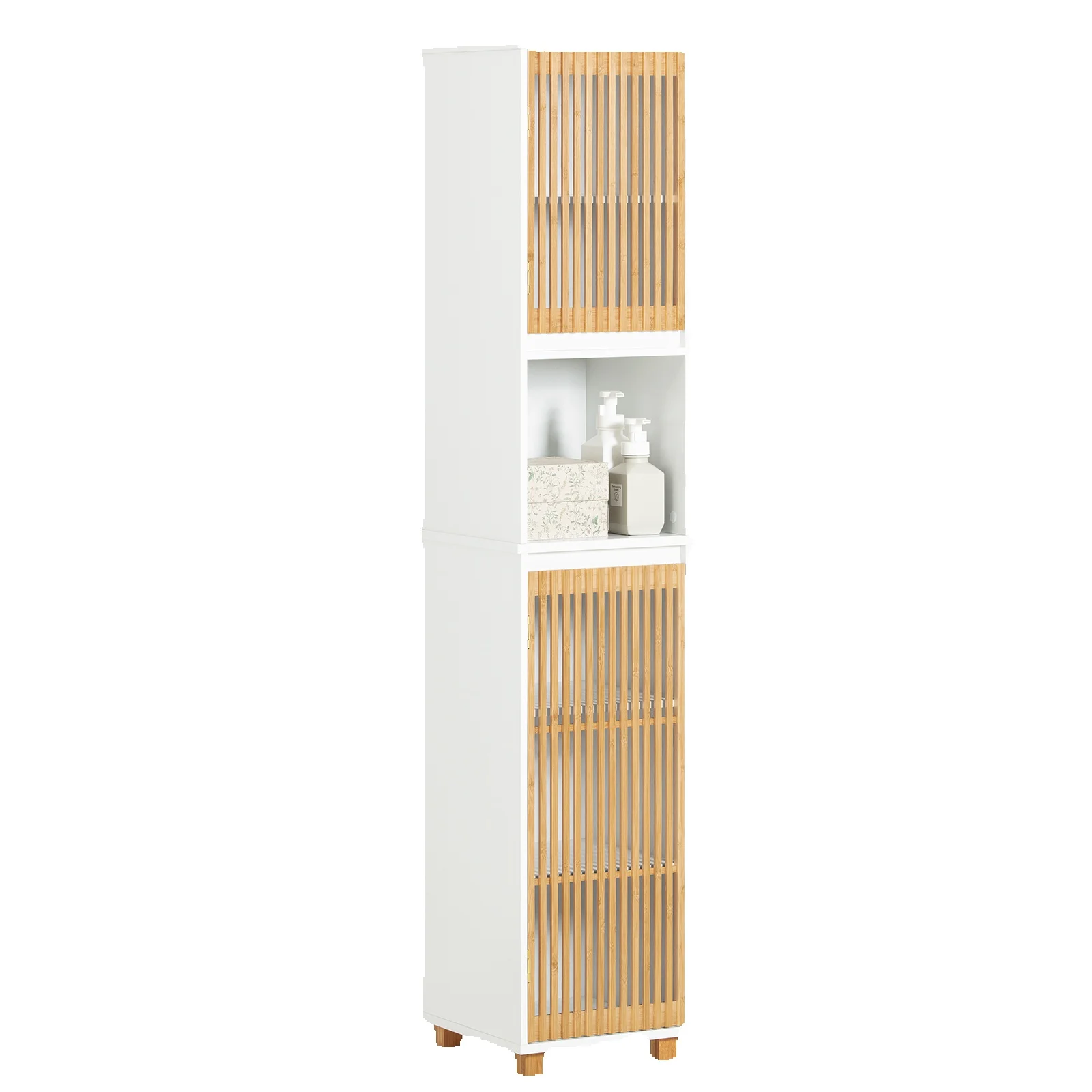 SoBuy BZR127-W Hochschrank Badezimmer Schrank Badschrank schmal Badregal Badezimmerschrank Badezimmermöbel BHT ca. 33x165x33