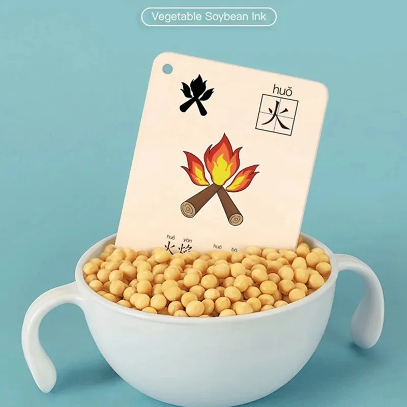 Chinese Pinyin Card Characters Hanzi Children's Kindergarten Learning Age Literacy Card Picture Enlightenment Double Early