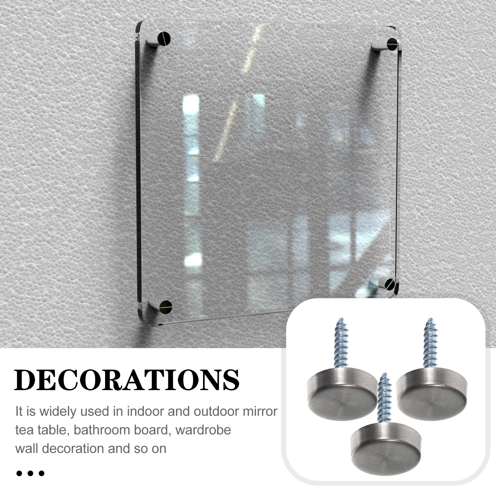 

5Sets Glass Mirror Nails Stainless Steel Self-Tapping Screw Nails with Cover Caps for Wardrobe Tea Table Advertising Sign Frame